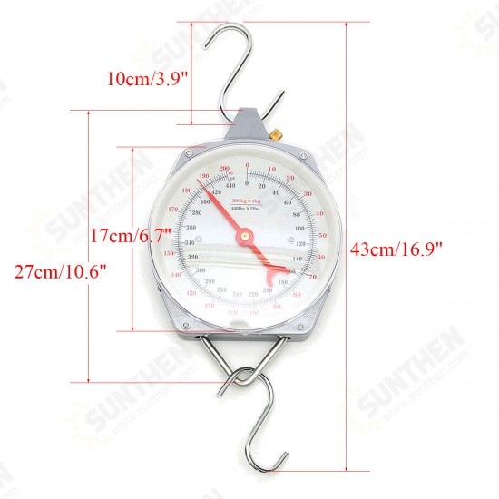 200KG/440lbs Capacity Hanging Scales Mechnical with Hook