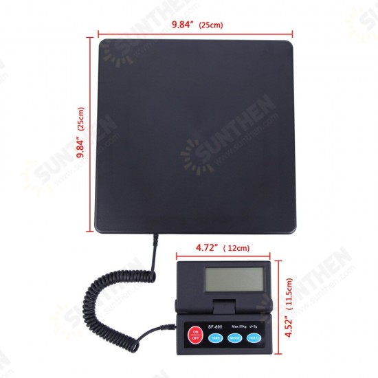 SF-890 Professional Parcel Scale 50Kg Letter Scales Platform Scales Bench Scales Precise Large Screen Display with LED Backlight