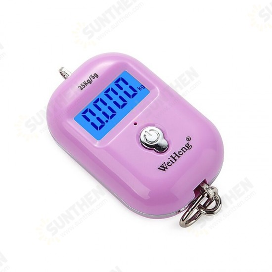 WH-A21L 25Kg x 5g Digital Hanging Scale Mini Electronic Luggage Hook Scale LED Display Screen Kitchen Steelyard