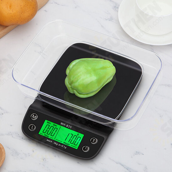 WH-B25L Coffee Scale 3kg/0.1g Coffee Scale with Timer Portable Electronic Digital Kitchen Scale High Precision LCD Scales