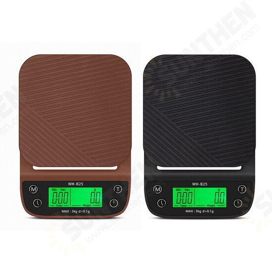 WH-B25L Coffee Scale 3kg/0.1g Coffee Scale with Timer Portable Electronic Digital Kitchen Scale High Precision LCD Scales