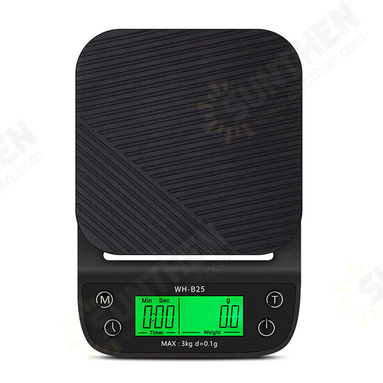 WH-B25L Coffee Scale 3kg/0.1g Coffee Scale with Timer Portable Electronic Digital Kitchen Scale High Precision LCD Scales