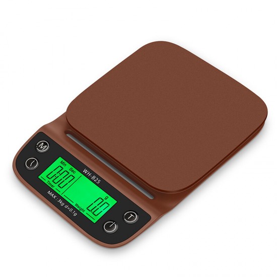 WH-B25L Coffee Scale 3kg/0.1g Coffee Scale with Timer Portable Electronic Digital Kitchen Scale High Precision LCD Scales