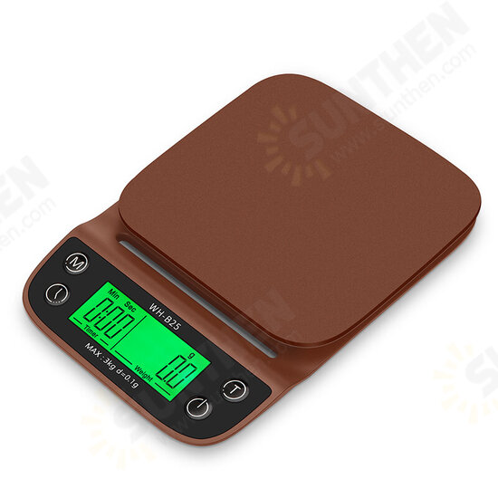 WH-B25L Coffee Scale 3kg/0.1g Coffee Scale with Timer Portable Electronic Digital Kitchen Scale High Precision LCD Scales