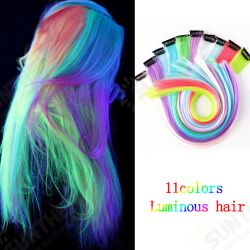11 Colors Luminous Long Straight Wig Halloween Single Clip Synthetic Hair Extensions 11 Colors Luminous Long Straight Wig Halloween Single Clip Synthetic Hair Extensions