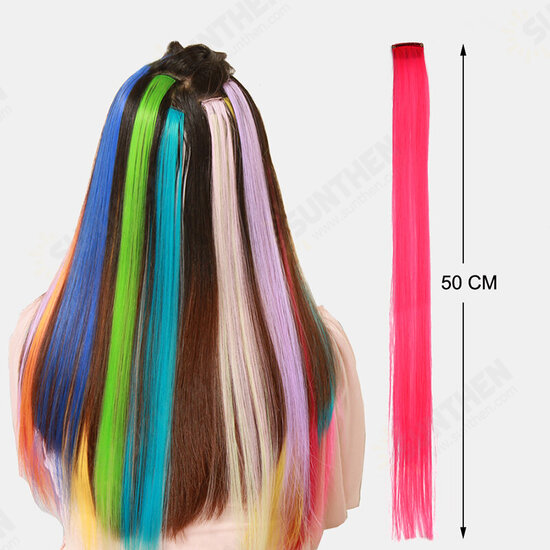 11 Colors Luminous Long Straight Wig Halloween Single Clip Synthetic Hair Extensions