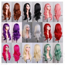 Micro-Rolled Oblique Bangs Long Curly Hair Anime Show Cosplay Color Wig -70cm Micro-Rolled Oblique Bangs Long Curly Hair Anime Show Cosplay Color Wig -70cm