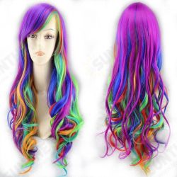 Rainbow Seven Color Mixed Wave Long Roll Gradient Wave Roll Cospaly Wig Rainbow Seven Color Mixed Wave Long Roll Gradient Wave Roll Cospaly Wig