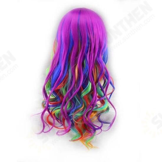 Rainbow Seven Color Mixed Wave Long Roll Gradient Wave Roll Cospaly Wig