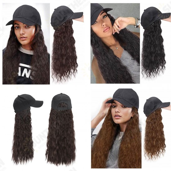 Woman Girl Cap Wig Hat Light Long Wavy Halloween Party Curly Club Winter