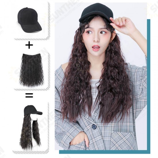 Woman Girl Cap Wig Hat Light Long Wavy Halloween Party Curly Club Winter