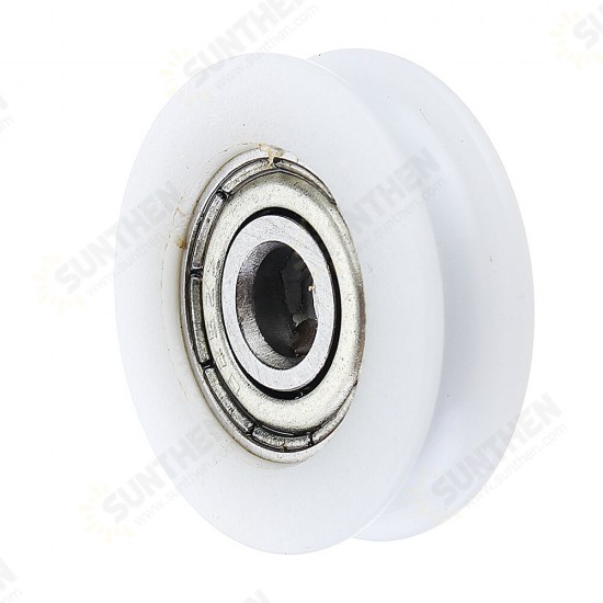 5x24x7mm U Notch Nylon Round Pulley Wheel Roller For 3.8mm Rope Ball Bearing