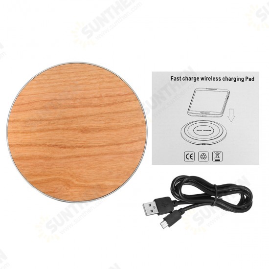 10W Wireless Metal Wooden LED Fast Desktop Charger Pad for iPhone X 8 Plus S8 S9 Note 8