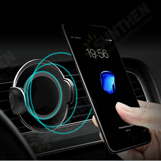 360 Degree Rotation Qi Wireless LED Indicator Car Charger Dashboard+Air Vent Mount for Samsung S8 iPhone 8 X