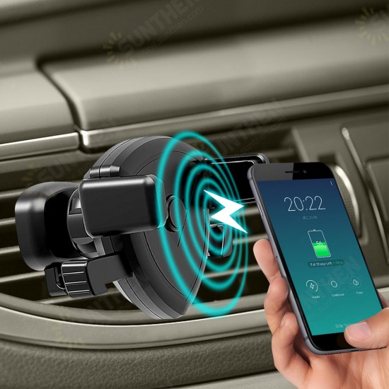 9V-1.8A 10W QI Fast Car Charger Universal 360° Rotating Mount Air Vent Car Wireless Charger