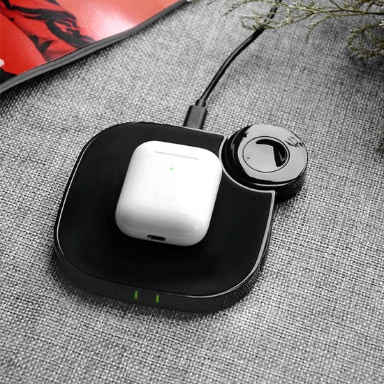 10W 2 In 1 Fast Wireless Charger Watch Charger Wireless Charging Pad Qi-Certified Compatible iPhone 11Pro /SE/Xs Max/XS/X/8/8 Plus MI10 / Note 9S
