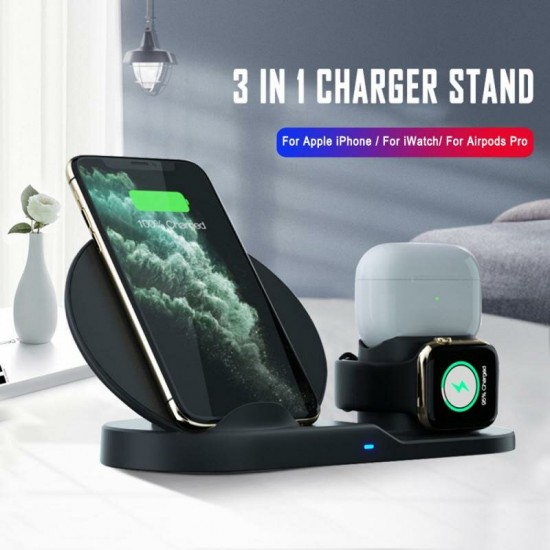 10W 3-in-1 Qi Wireless Charger Fast Charging Holder Stand For iPhone 12 12Pro Huawei P30 P40 Pro