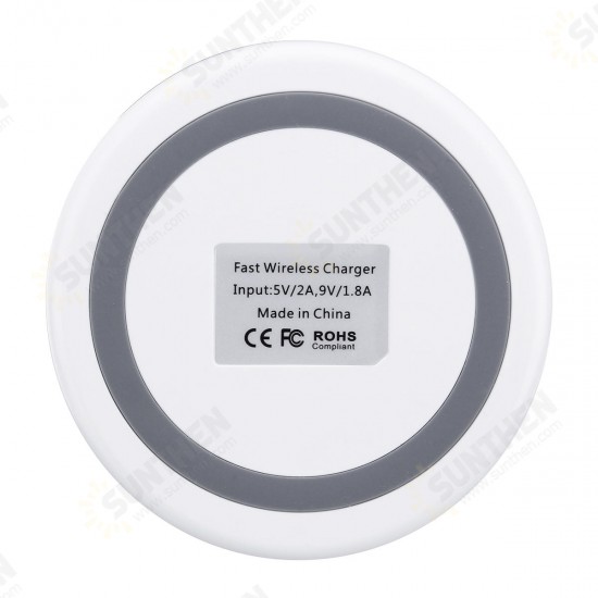 10W Quick Charge Fast Charging Mirror Face LED Ring Indicator Qi Wireless Charger Pad