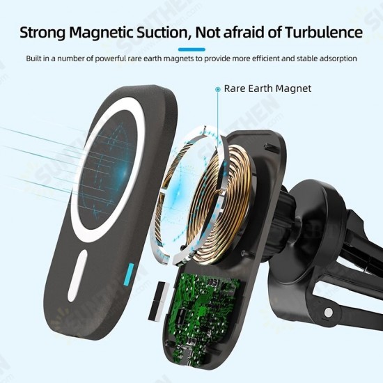 15W Magnetic Wireless Car Charger AirVent Mount Fast Charging Stand Phone Holder For iPhone 12 Pro Max Mini