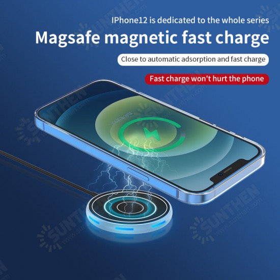 15W Magnetic Wireless Charger Fast Wireless Charging Pad With LED Light For iPhone 12 iPhone13 For Apple Airpods Pro For Qi-enabled Smart iPhones