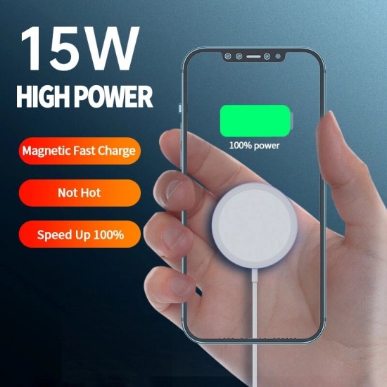 15W Magnetic Wireless Charger with Cable for iPhone 12 Mini/12 Pro/12 Pro Max for Samsung Galaxy S21 Huawei Mate40 OnePlus 8 Pro
