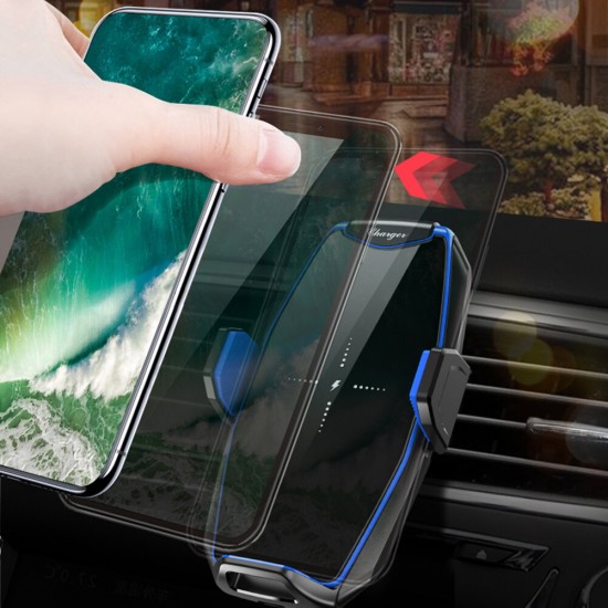 15W Wireless Charger Infrared Induction Clamping Air Vent Car Phone Holder Car Mount For 4.0-6.7 Inch Smart Phone For iPhone 11 Pro Max SE 2020 Huawei