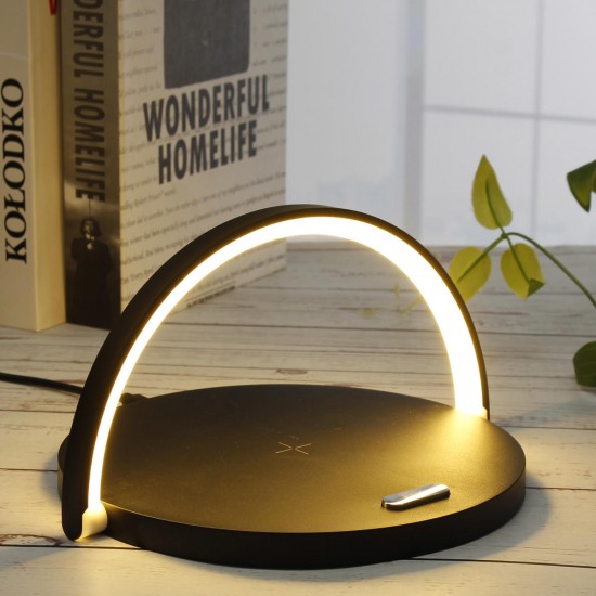 3in1 10W Wireless Charger Fast Charge Stand Wireless Charger Desktop LED Lamp Night Light Adjustable Phone Holder for iPhone 11 pro for Samsung Huawei