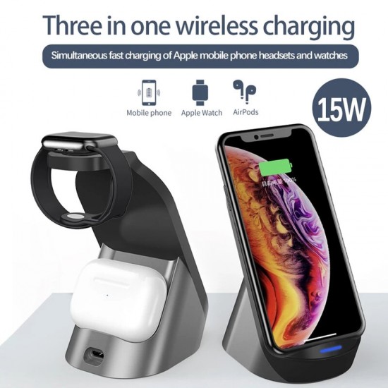 3In1 15W Qi Wireless Charger Fast Charging Holder For Qi-enabled Smart Phones iPhone 12 Pro Max Samsung Ultra Huawei P40 Pro Mi10