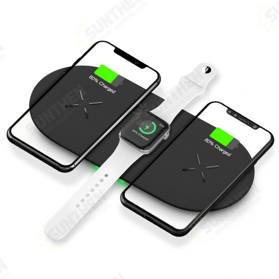 3 In 1 Double Seat Qi Wireless Charger 10W Fast Charging Dock Pad For iPhone XS 11Pro Huawei P30 P40 Pro MI10 Note 9S Apple Watch