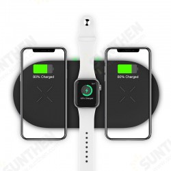 3 In 1 Double Seat Qi Wireless Charger 10W Fast Charging Dock Pad For iPhone XS 11Pro Huawei P30 P40 Pro MI10 Note 9S Apple Watch