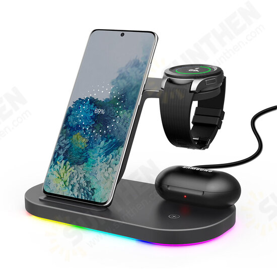 3In1 15W 10W 7.5W 5W Wireless Charger Stand Fast Charging Holder Samsung Galaxy S21 Galaxy Watch Active Galaxy Buds iPhone 13 AirPods Pro Huawei