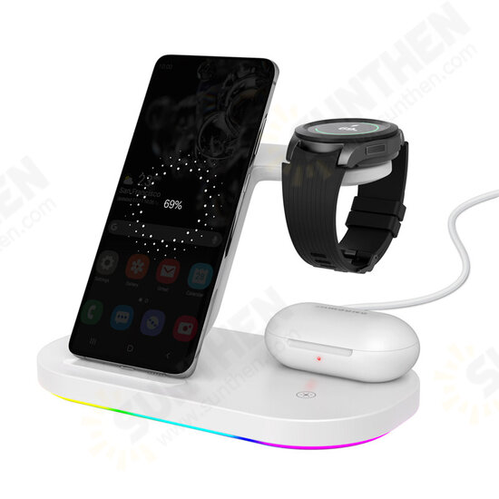 3In1 15W 10W 7.5W 5W Wireless Charger Stand Fast Charging Holder Samsung Galaxy S21 Galaxy Watch Active Galaxy Buds iPhone 13 AirPods Pro Huawei