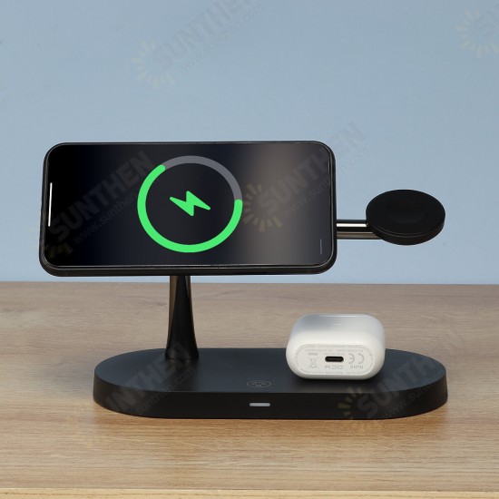 3-in-1 15W/10W/7.5W/5W Magnetic Wireless Charger Night Light Fast Charging Stand For iPhone 13 Pro Max For iPhone 12 For Apple Watch For TWS Earphones