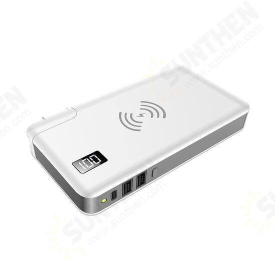 3 in 1 10000mAh PD3.0 QC3.0 Power Bank 2 USB Wireless Charger Portable Battery Charger