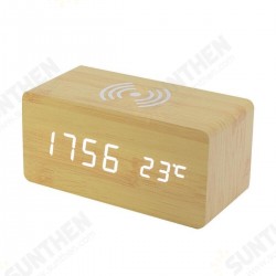 3 in 1 Wireless Charger & LED Digital Alarm Clock & Thermometer Modern Wooden 3 in 1 Wireless Charger & LED Digital Alarm Clock & Thermometer Modern Wooden