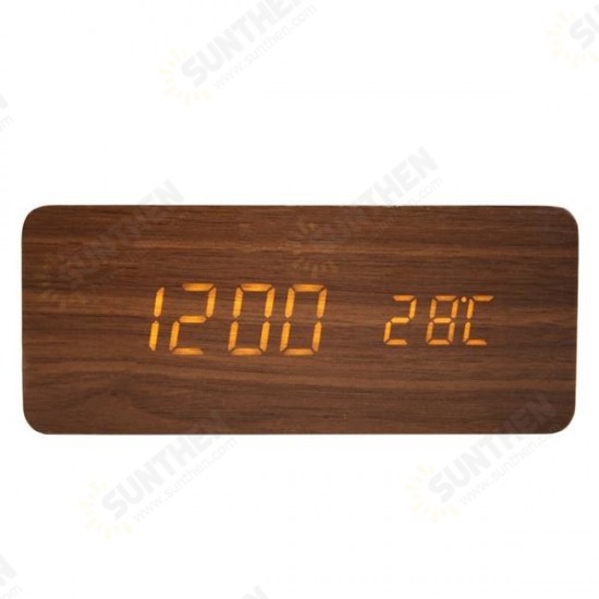 3 in 1 Wireless Charger & LED Digital Alarm Clock & Thermometer Modern Wooden