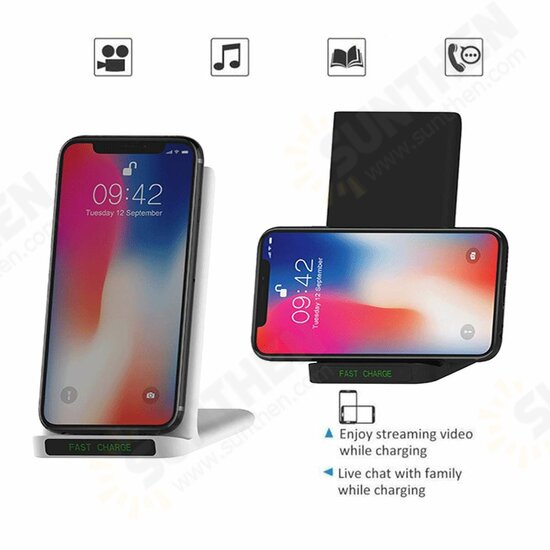 30W Double Coil Qi Wireless Charger Vertically Quick Charging Stand Dock Phone Holder For iPhone 11Pro Max 12 12Pro 12Mini Huawei P40 Pro