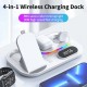 4in1 30W 15W 5W Wireless Charger Fast Charging Holder with Clock RBG Night Light for Qi-enabled SmartPhone iPhone13 Xiaomi Apple Watch TWS Earphone