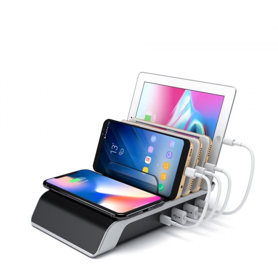 45W 9A Four USB Type C LED Indicator Multifunctional Fast Charging Wireless Charger Station Desktop Charger For iPhone Huawei Mate30 Mi10 K30 Poco