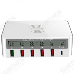 818PF 6 in 1 100W QC3.0+PD18W Smart Desktop Fast Charging Wireless Charger for iPhone 12 12 Pro Max OnePlus 8 Pro for Samsung Galaxy S21 Ultra