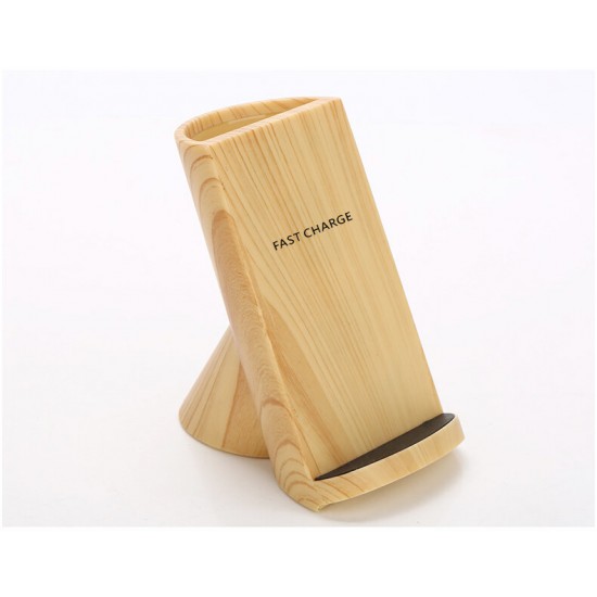 F180 Bamboo 2 Coils Wireless Charger Stand Wooden Stand with Pen Container for Samsung Galaxy S21 Note S20 ultra Huawei Mate40 P50 OnePlus 9 Pro