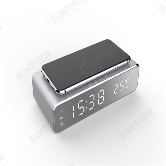 LED Electric Alarm Clock Wireless Charger Desktop HD Digital Display Thermometer Clock