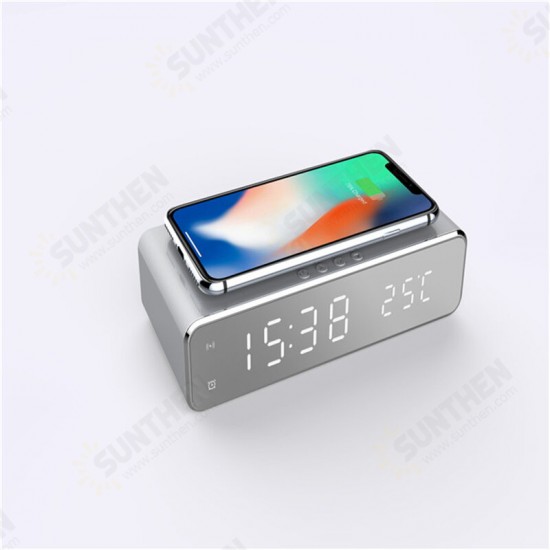 LED Electric Alarm Clock Wireless Charger Desktop HD Digital Display Thermometer Clock