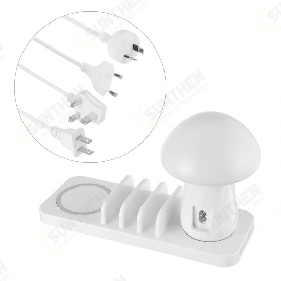 Mushroom Light 3 in 1 3 Ports USB 10W Fast Qi Wireless Charger for Samsung for iPhone Phone