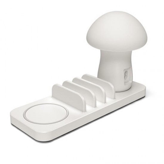 Mushroom Light 3 in 1 3 Ports USB 10W Fast Qi Wireless Charger for Samsung for iPhone Phone