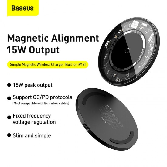 15W Magnetic Wireless Charger PD QC Fast Wireless Charging Pad Aluminum Alloy+Tempered Glass For iPhone 12 Apple AirPods Pro Samsung Huawei Xiaomi