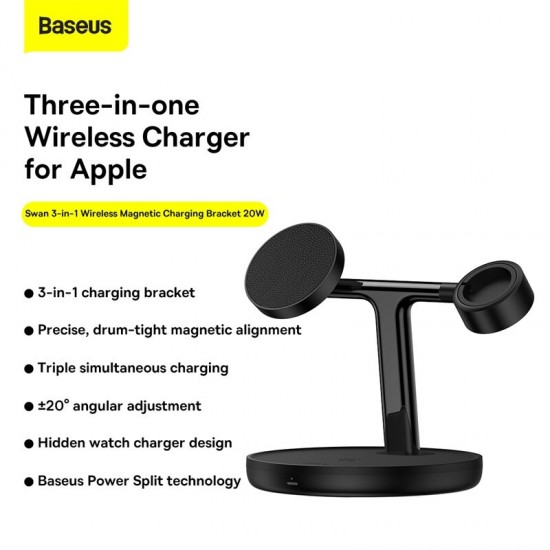 3in1 20W Magnetic Wireless Charger Stand Bracket Earphone Charger Watch Charger For iPhone 13 Max 12 Pro Max Apple Watch Series 7 Apple AirPods