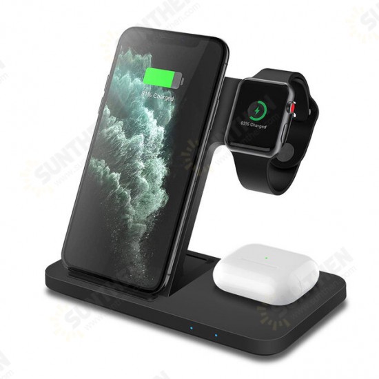 15W 3in1 Qi Wireless Charger for iPhone 12 11 Pro XS XR X 8 Fast Charging Dock Station For Apple Watch 6 5 4 3 2 AirPods Pro Samsung Huawei OnePlus