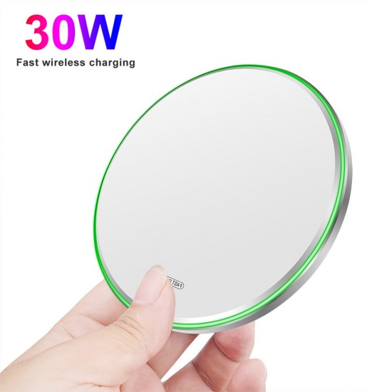 30W Wireless Charger Pad LED Indicator Quick Charging for iPhone 12 Pro Max for Samsung Galaxy Note S20 ultra Huawei P40 Pro
