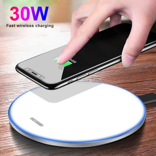 30W Wireless Charger Pad LED Indicator Quick Charging for iPhone 12 Pro Max for Samsung Galaxy Note S20 ultra Huawei P40 Pro